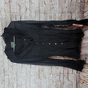 2oh 2 old hippies threads black silk shirt nwt Women's small